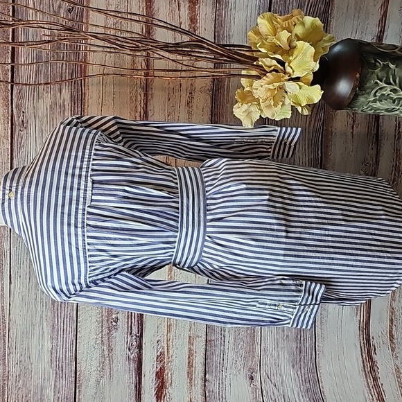 NWT FREE ASSEMBLY STRIPED LONG SLEEVE BELTED BUTTON-UP SHIRT DRESS - Picture 7 of 15